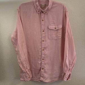 Isle Bay 100% linen Men's Pink Casual Button-Down Shirt slim fit XL